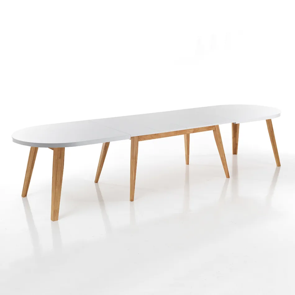 Extendable Dining Table Up to 270 cm in Mdf and Solid Wood - Fedora Viadurini