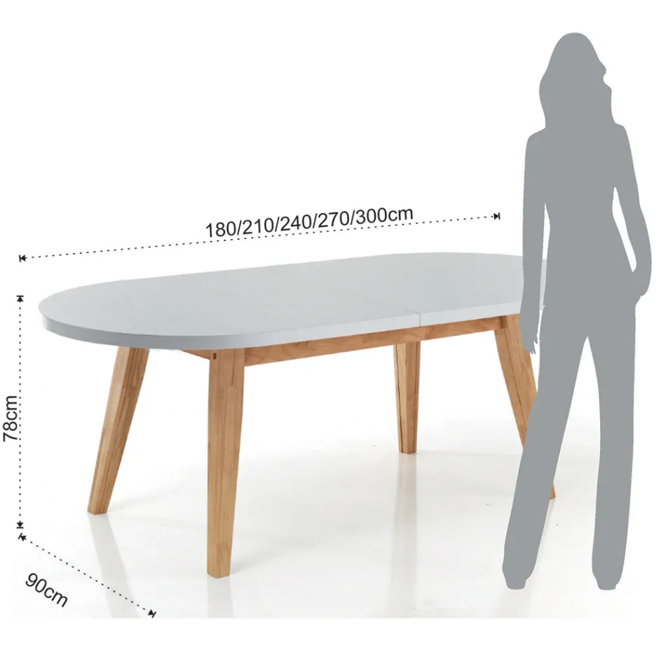 Extendable Dining Table Up to 270 cm in Mdf and Solid Wood - Fedora Viadurini