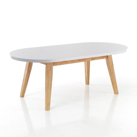 Extendable Dining Table Up to 270 cm in Mdf and Solid Wood - Fedora Viadurini
