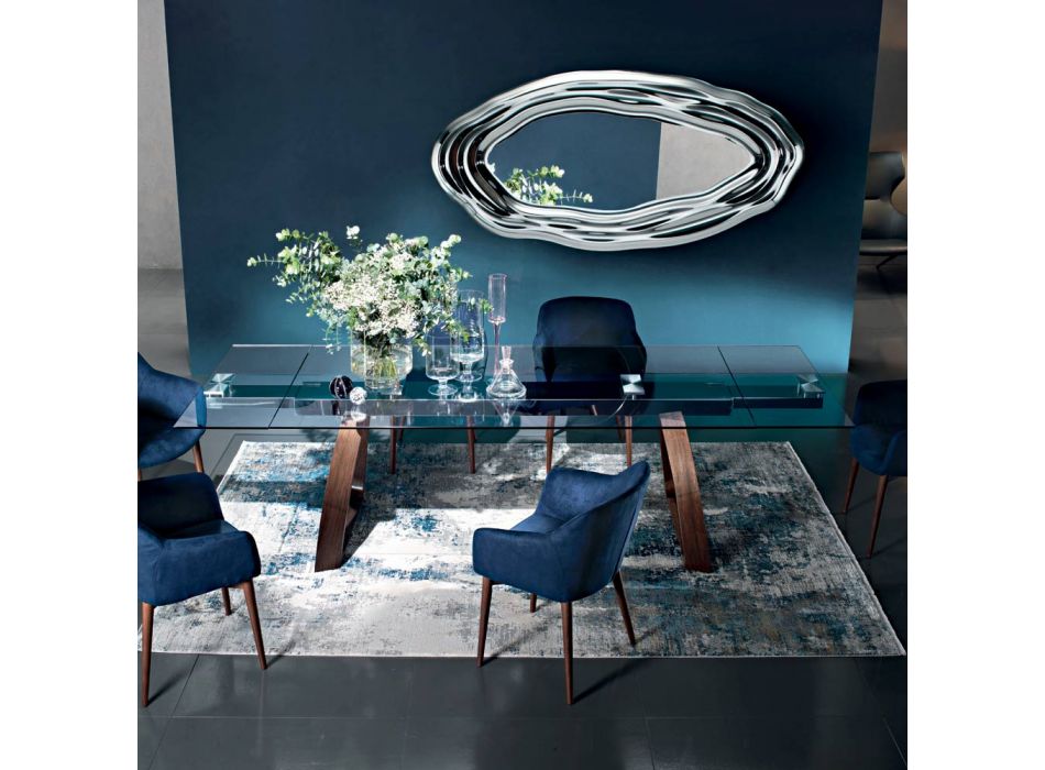 Extendable Dining Table up to 280 cm in Glass Made in Italy - Antimo Viadurini