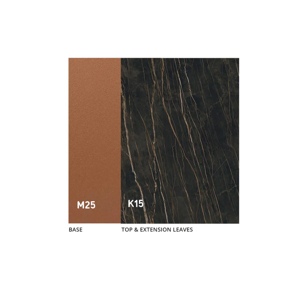 Extendable Dining Table up to 280 or 298 cm Ceramic Metal - Revia Viadurini