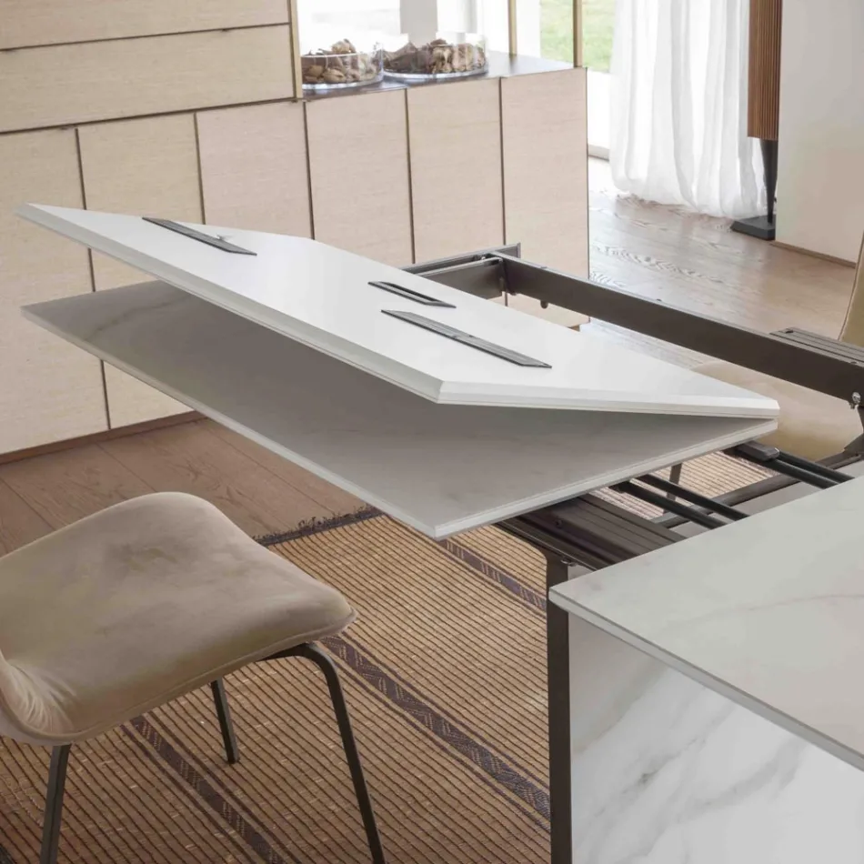 Extendable Dining Table up to 280 or 298 cm with Ceramic Top - Nomia Viadurini