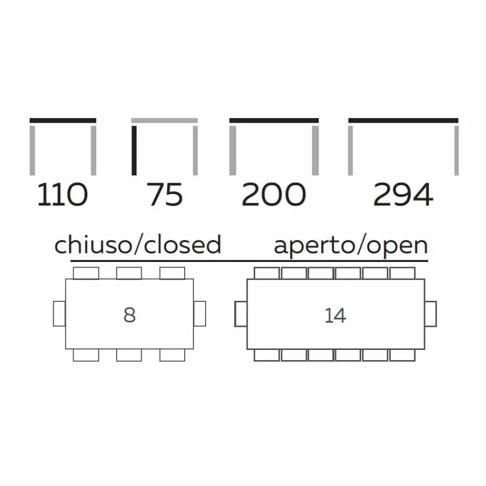 Extendable Dining Table Up to 294 cm in Made in Italy Marble Stoneware - Macro Viadurini