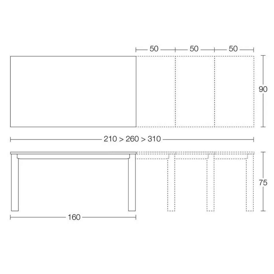 Extendable Dining Table Up to 310 cm in Ceramic Made in Italy - Pitagora Viadurini