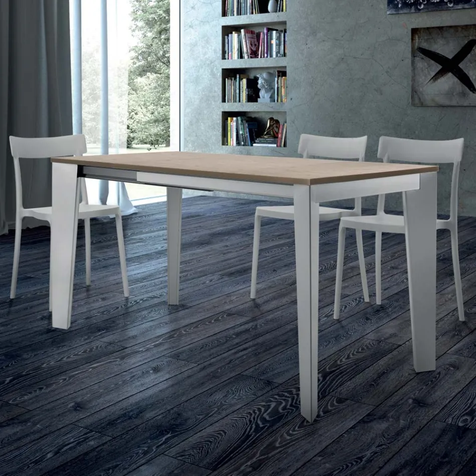 Extendable Dining Table up to 310 cm in Melamine Made in Italy - Seventies Viadurini