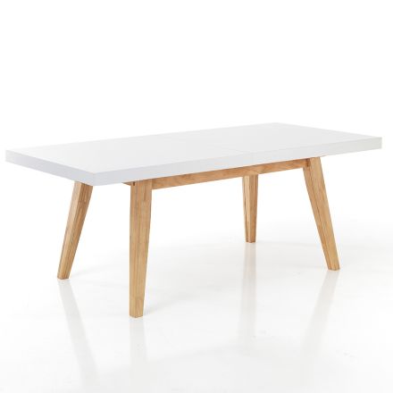 Extendable Dining Table Up to 315 cm in Mdf and Solid Wood - Paolo Viadurini