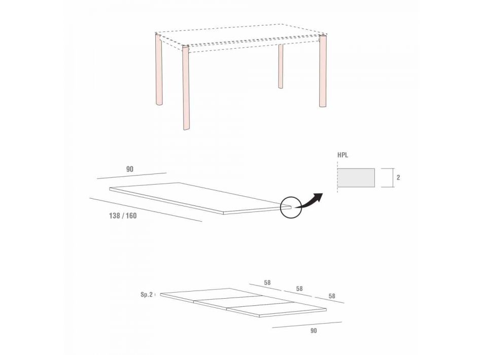 Extendable Dining Table Wood Effect Made in Italy
