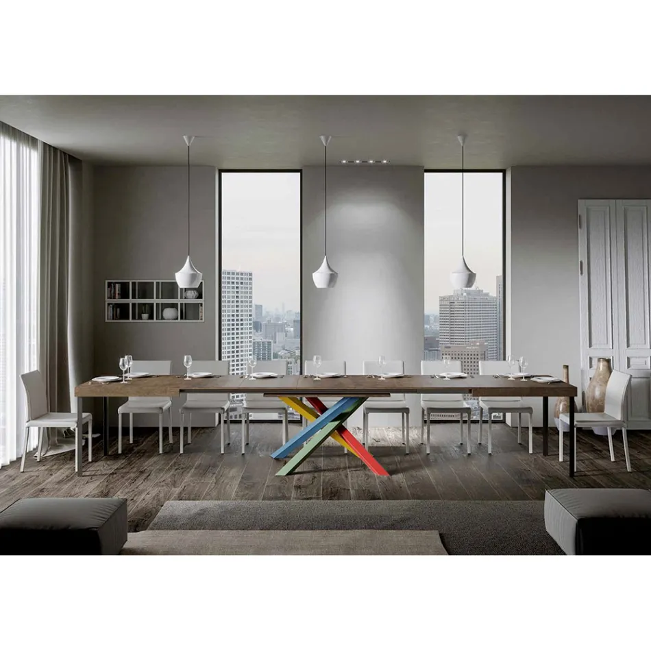 Extendable Dining Table up to 440 cm Wooden Top Made in Italy - Boan Viadurini