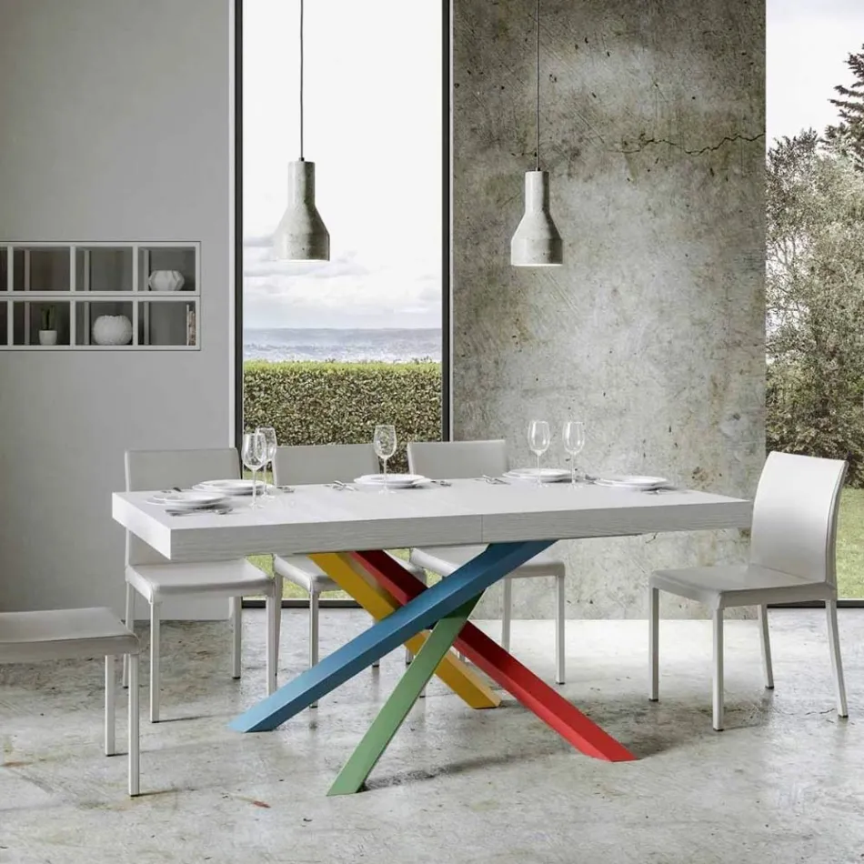 Extendable Dining Table up to 440 cm Wooden Top Made in Italy - Boan Viadurini