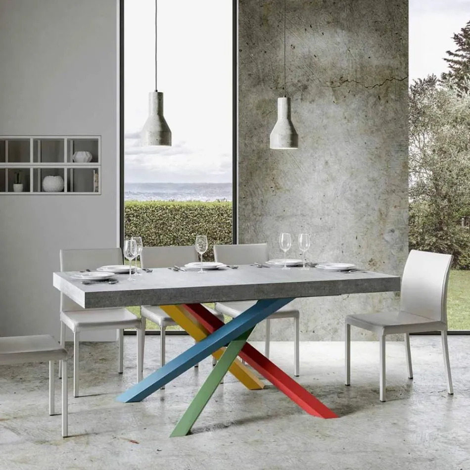Extendable Dining Table up to 440 cm Wooden Top Made in Italy - Boan Viadurini