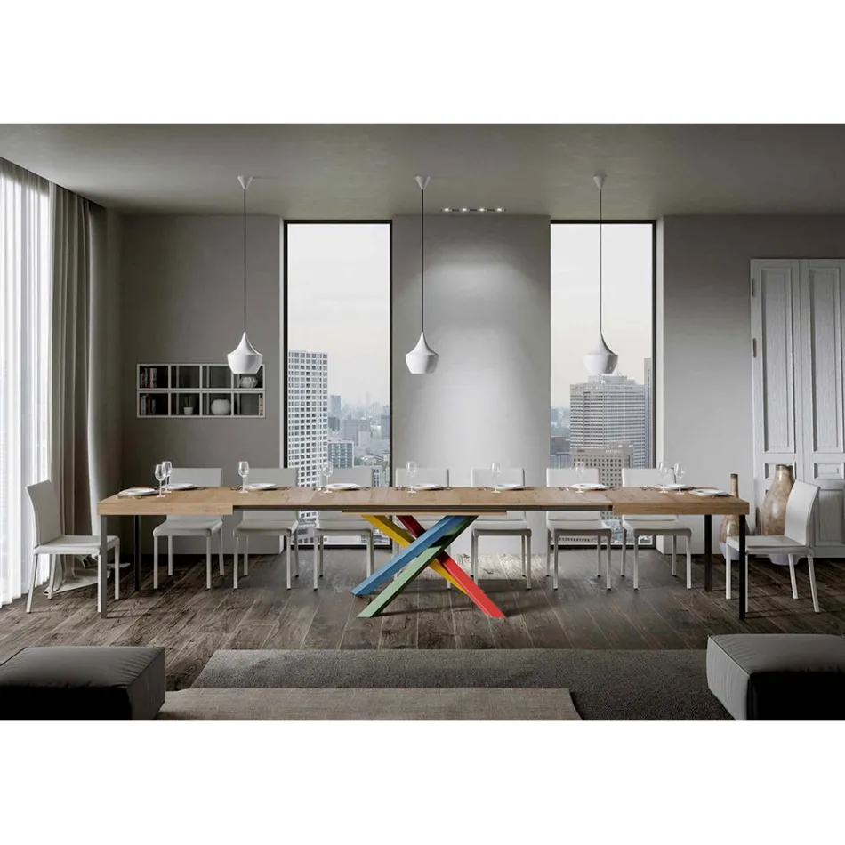 Extendable Dining Table up to 440 cm Wooden Top Made in Italy - Boan Viadurini