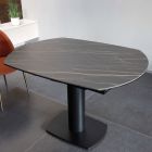 Extendable Dining Table in Ceramic and Metal Base - Indira Viadurini