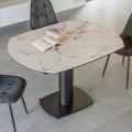 Extendable Dining Table in Ceramic and Metal Base - Indira