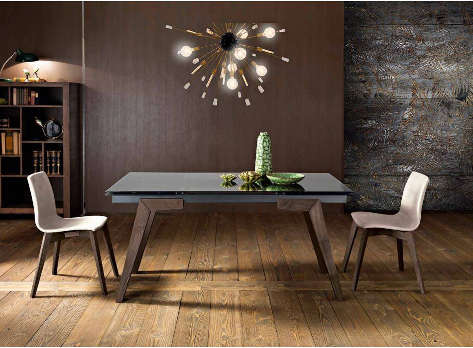 Dimitri extensible smoked glass dining table made in Italy Viadurini