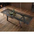 Extendable dining table in fumè glass made in Italy, Dimitri