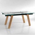 Modern extendable dining table in glass made in Italy, Azad