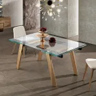 Modern extendable dining table in glass made in Italy, Azad Viadurini