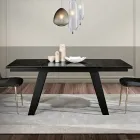 Extendable Dining Table in Glass Ceramic and Metal Made in Italy - Ania Viadurini