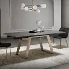 Extendable Dining Table in Glass Ceramic and Metal Made in Italy - Ania Viadurini