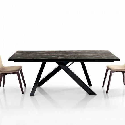 Extendable ceramic glass dining table made in Italy, Wilmer Viadurini