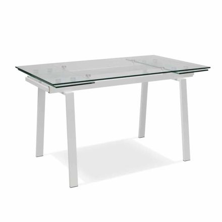 Modern extendable glass dining table, L140 / 200x P80 cm, Nardo Viadurini