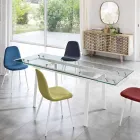 Modern extendable glass dining table, L140 / 200x P80 cm, Nardo Viadurini