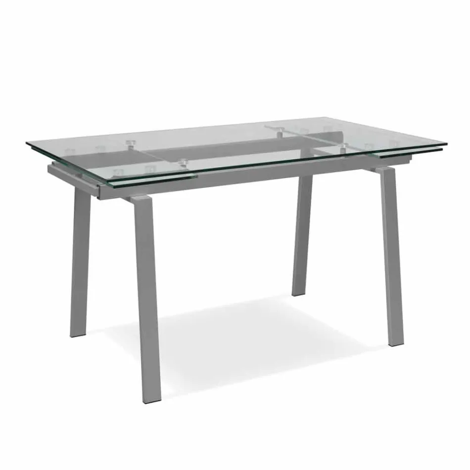Modern extendable glass dining table, L140 / 200x P80 cm, Nardo Viadurini