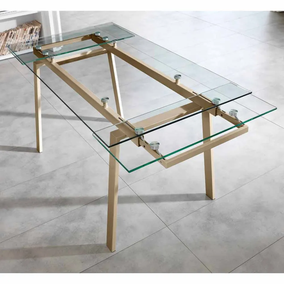 Modern extendable glass dining table, L140 / 200x P80 cm, Nardo Viadurini