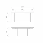 Modern extendable glass dining table, L140 / 200x P80 cm, Nardo Viadurini