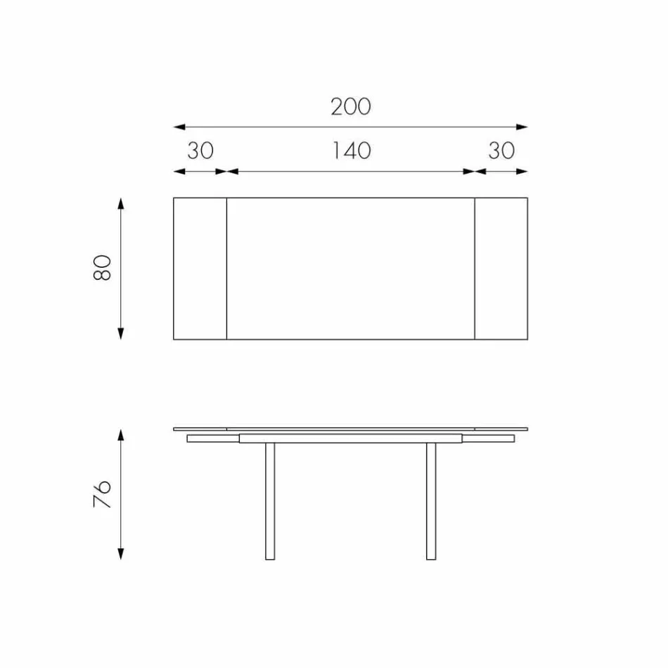 Modern extendable glass dining table, L140 / 200x P80 cm, Nardo Viadurini