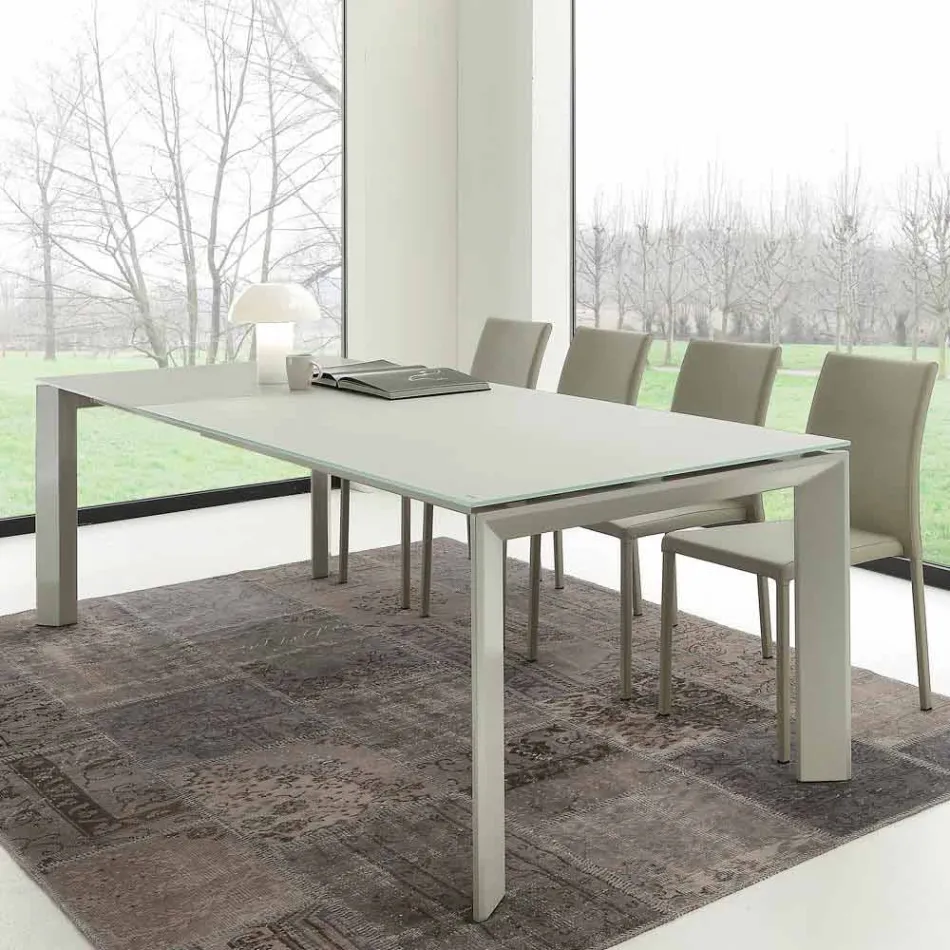 Extendable Dining Table, Tempered Glass Top - Faleria Viadurini