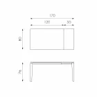Extendable glass-ceramic dining table, 120 / 170xP80 cm, Bino Viadurini