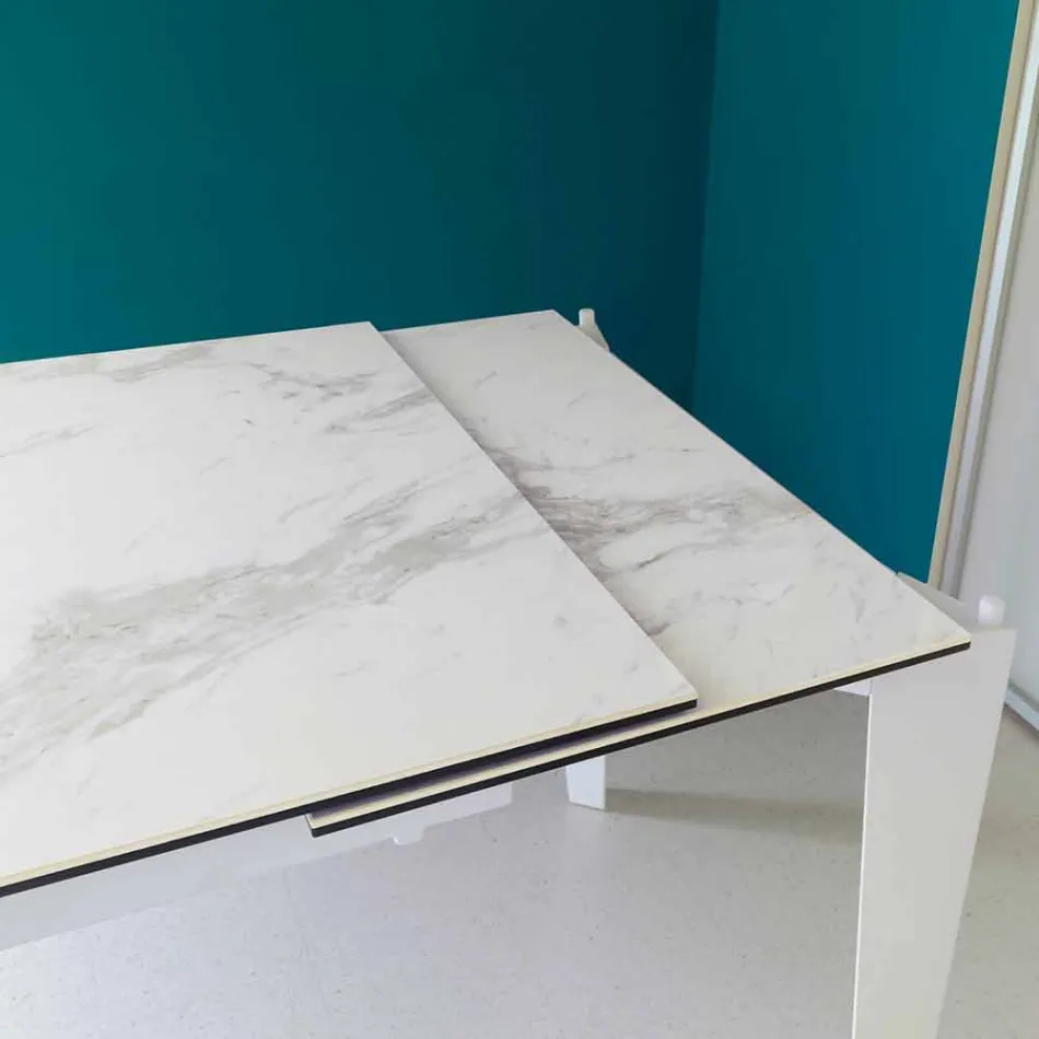 Extendable glass-ceramic dining table, 120 / 170xP80 cm, Bino Viadurini