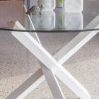 Solid Beech Base Dining Table and Tempered Glass Top - Evergreen Viadurini