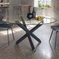 Solid Beech Base Dining Table and Tempered Glass Top - Evergreen
