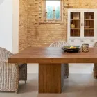Dining Table with Double Base and 4 Rattan Chairs - Slide Viadurini