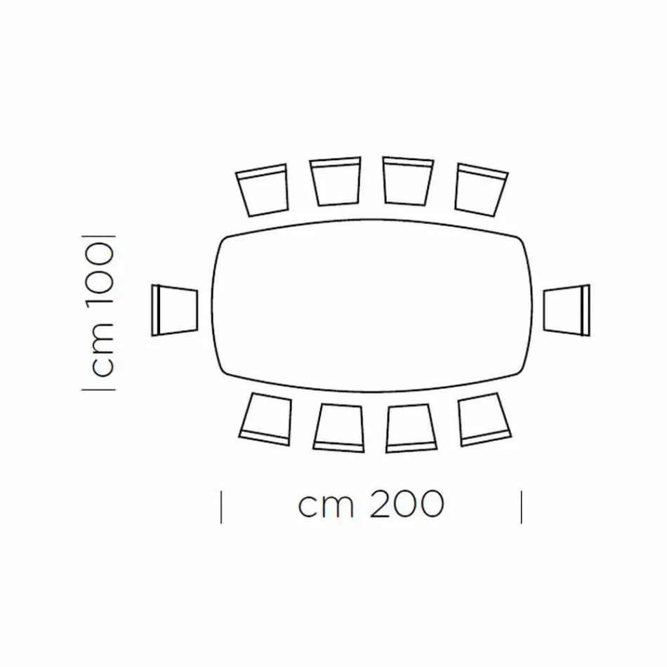 Dining Table with Barrel-Shaped Top in HPL Laminate Made in Italy - Settimmio Viadurini