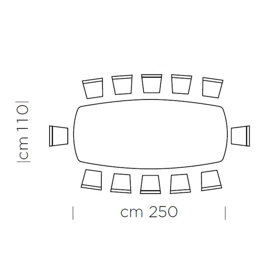 Dining Table with Barrel-Shaped Top in HPL Laminate Made in Italy - Settimmio Viadurini