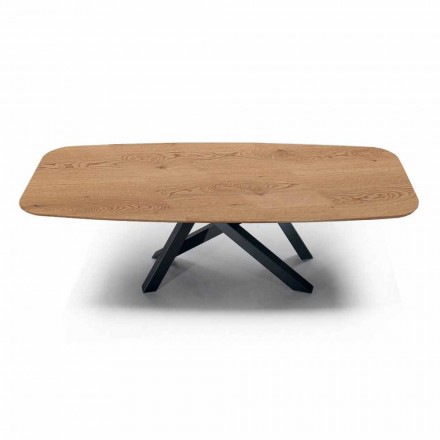 Dining Table with Barrel-Shaped Top in HPL Laminate Made in Italy - Settimmio Viadurini