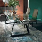 Dining Table with Extendable Glass Top Made in Italy - Antimo Viadurini
