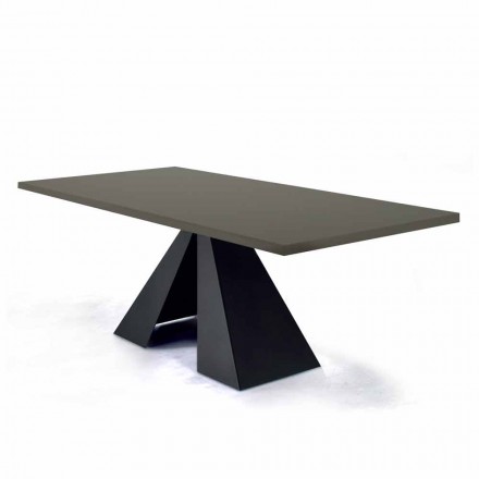 Dining Table with Fenix Top and Steel Base Made in Italy - Dalmatian Viadurini