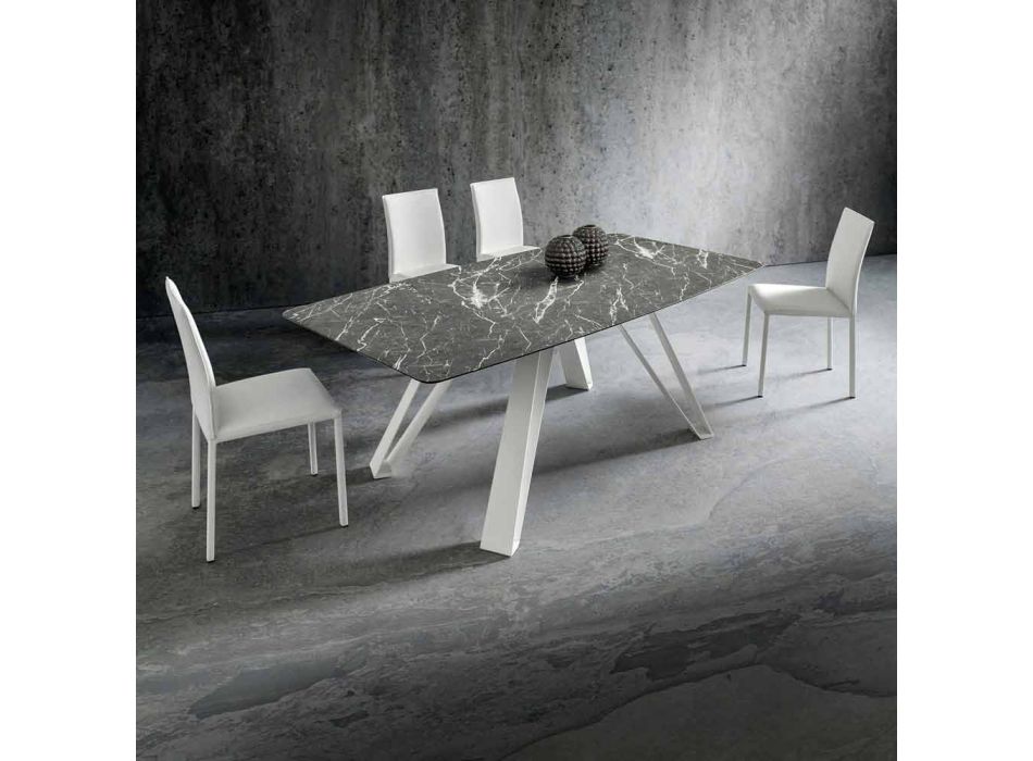 Dining Table with Hpl Top and Metal Base Made in Italy - Aresto Viadurini