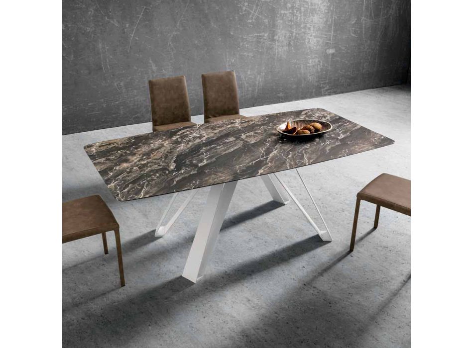 Dining Table with Hpl Top and Metal Base Made in Italy - Aresto Viadurini