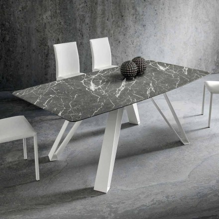 Dining Table with Hpl Top and Metal Base Made in Italy - Aresto Viadurini