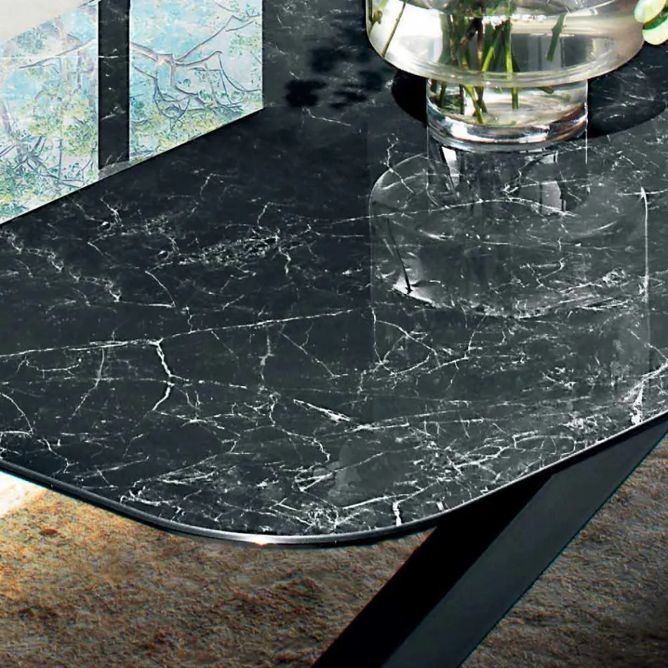 Dining Table with Top in Fine Made in Italy Hypermarble - Settimmio Viadurini