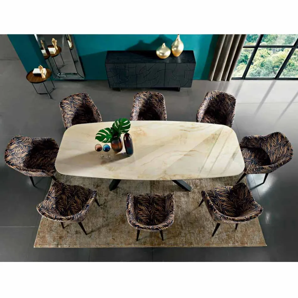 Dining Table with Top in Fine Made in Italy Hypermarble - Settimmio Viadurini