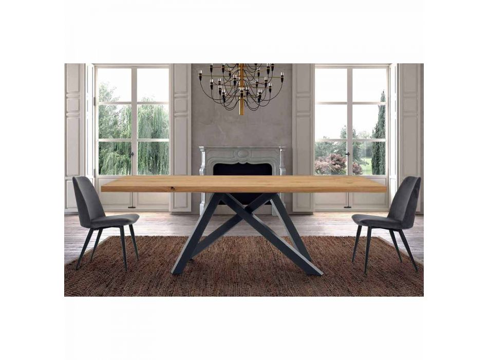 Dining Table with Veneered Wood Top Made in Italy - Settimmio Viadurini