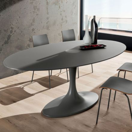 Quality Dining Table with Made in Italy Lacquered Glass Top - Brontolo Viadurini