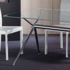 Dining table with transparent tempered glass top - Thor Viadurini