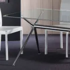 Dining table with transparent tempered glass top - Thor Viadurini